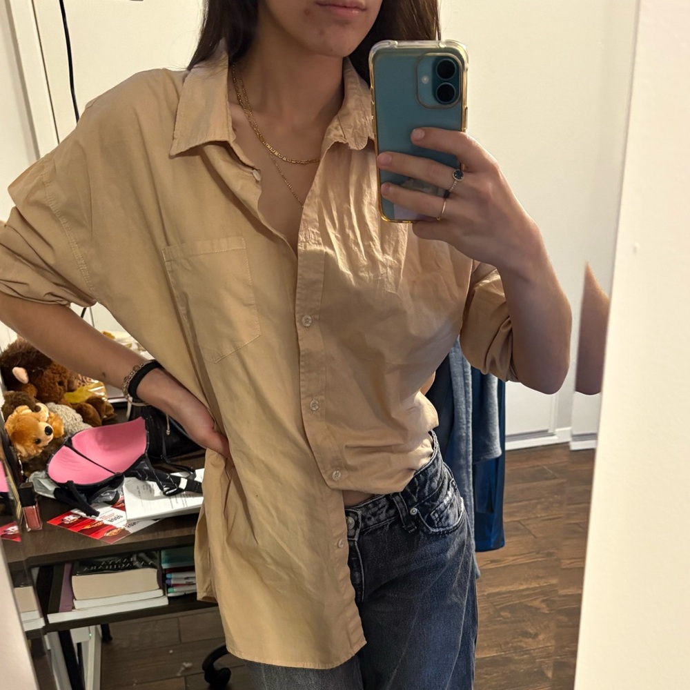 Cotton On Oversized tan button up